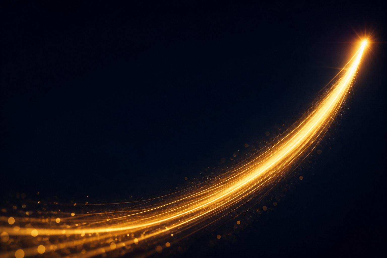 Upward light trails forming a rising engagement graph